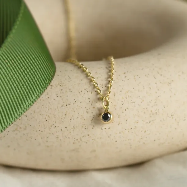 Gold bezel necklace with black diamond BLAKELEY Image