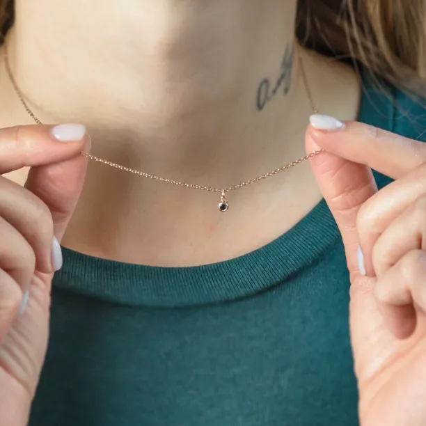 Gold bezel necklace with black diamond BLAKELEY Image