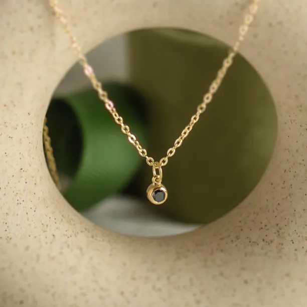 Gold bezel necklace with black diamond BLAKELEY Image
