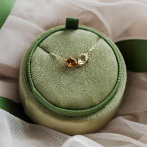 Gold necklace toi et moi with citrine and lemon quartz MEL Thumbnail