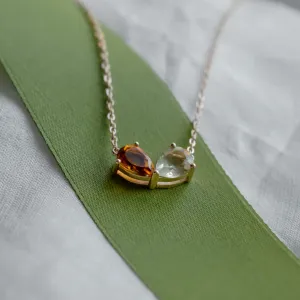 Gold necklace toi et moi with citrine and lemon quartz MEL Thumbnail