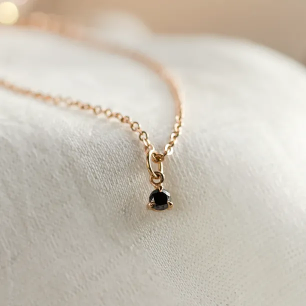 Minimalist necklace with black diamond CALIBAN Image