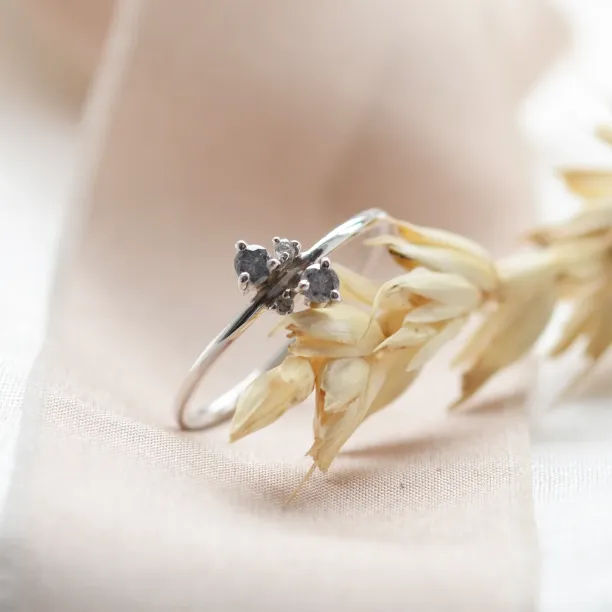 Gold cluster ring with salt and pepper diamonds BENNY Image