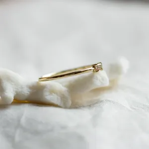 Gold minimalist ring with fancy chmapagne diamond MARGO Thumbnail
