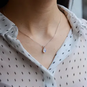 Gold moonstone necklace with diamond LUNA Thumbnail
