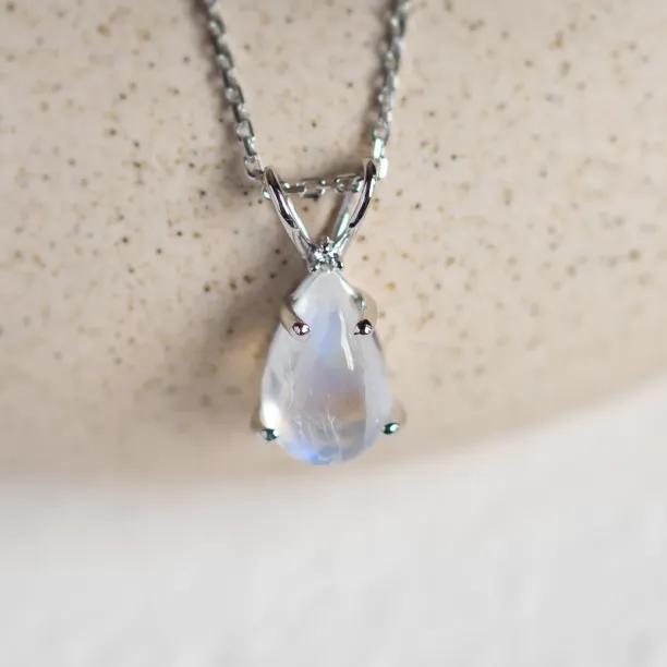 Gold moonstone necklace with diamond LUNA Image