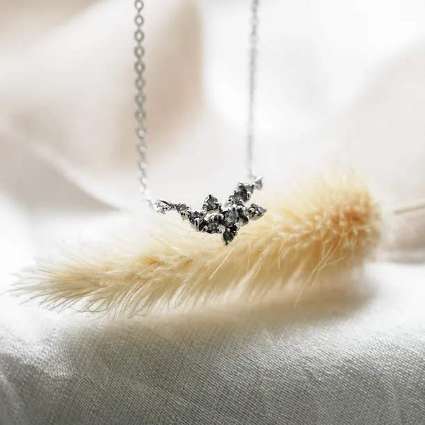 Gold cluster salt'n'pepper diamond necklace CLARISA Image