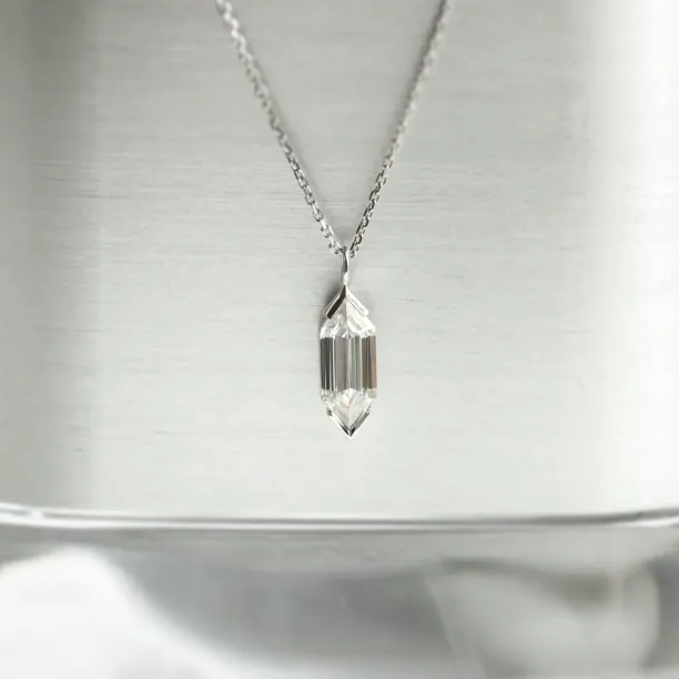 Gold hexagon moissanite pendant FINA Image