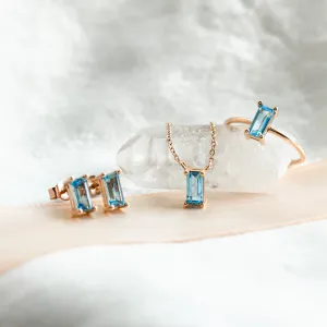 Gold necklace with a baguette cut topaz LUCERNE Thumbnail