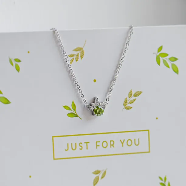 Gold necklace with peridot and diamonds LIME Image
