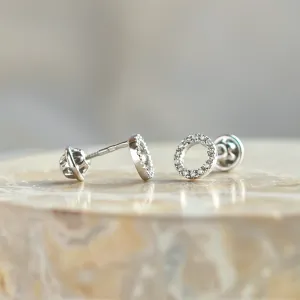 Circle diamond stud earrings CARLEEN Thumbnail
