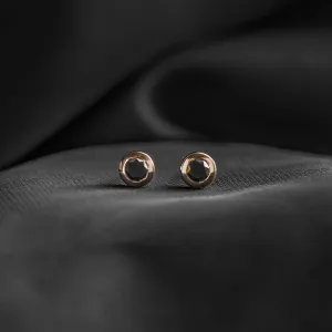 Golden earrings with black diamonds AMAYA Thumbnail