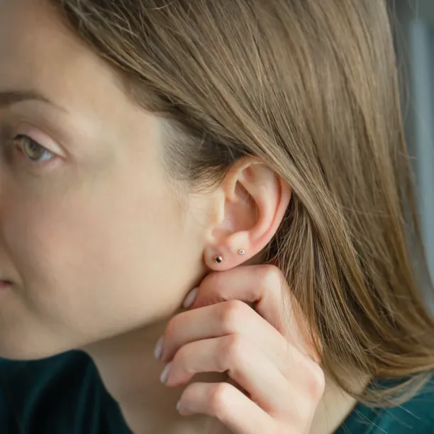 ANY Golden stud earrings with a black diamond Image