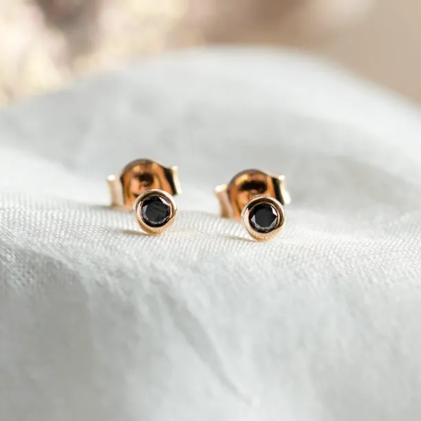 ANY Golden stud earrings with a black diamond Image