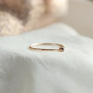 Gold minimalist ring with black diamond BRUNO Thumbnail