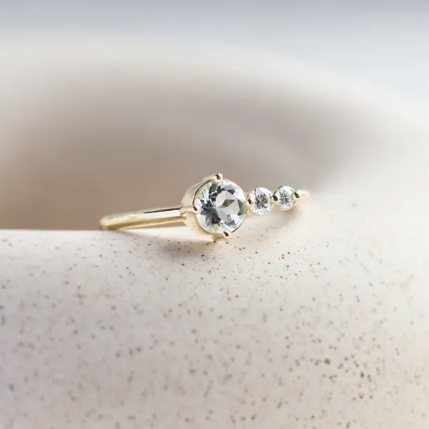 Romantic ring with aquamarine and diamonds AQUA Image
