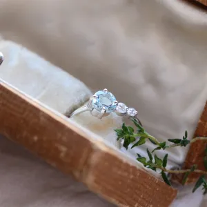 Romantic ring with aquamarine and diamonds AQUA Thumbnail