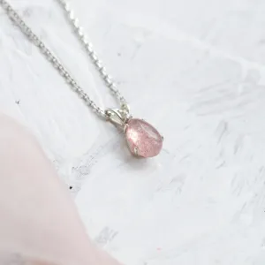 Gold necklace with strawberry quartz and diamond FRESA Thumbnail