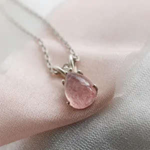 Gold necklace with strawberry quartz and diamond FRESA Thumbnail