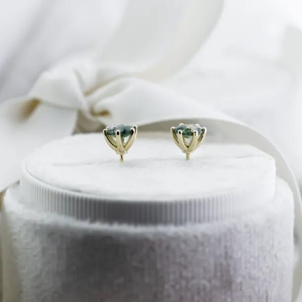 Gold earrings with moss agate REBE Image