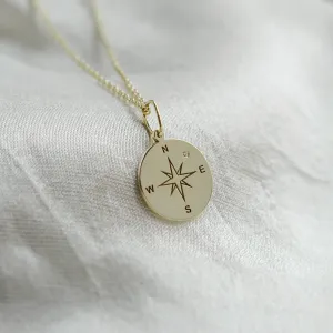 Gold pendant with a compass and a diamond MAP Thumbnail