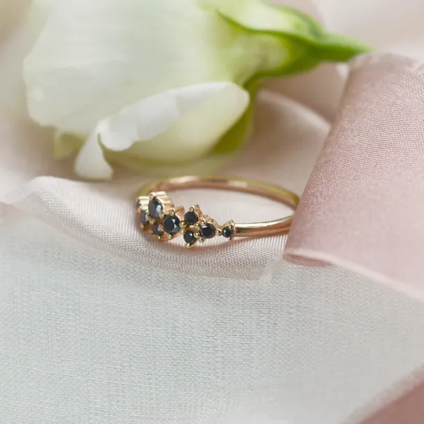 Gold ring with black diamonds CLARA Image