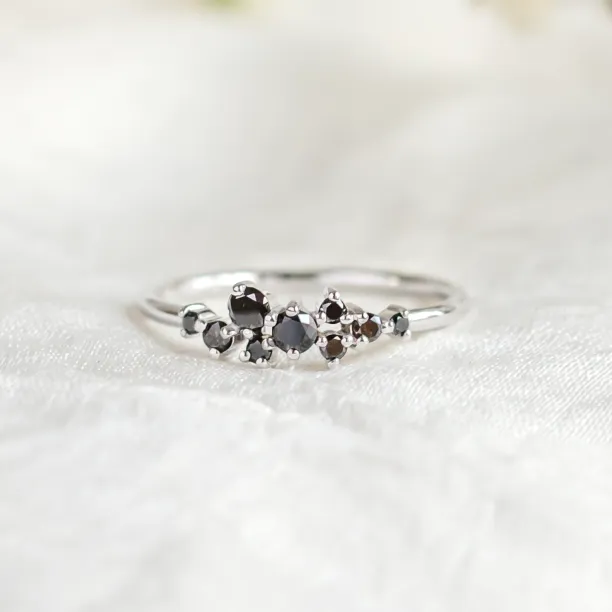 Gold ring with black diamonds CLARA Image