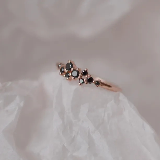 Gold ring with black diamonds CLARA Image