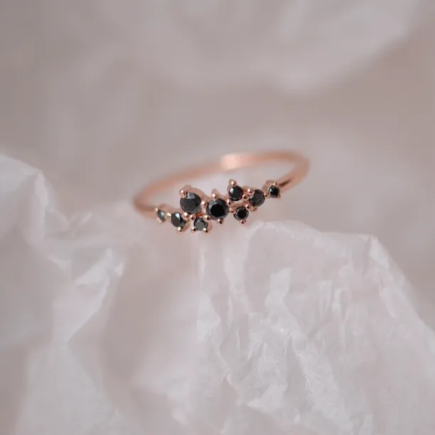 Gold ring with black diamonds CLARA Image