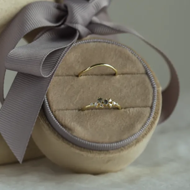 Gold rings set with salt and pepper diamonds FLYN Image
