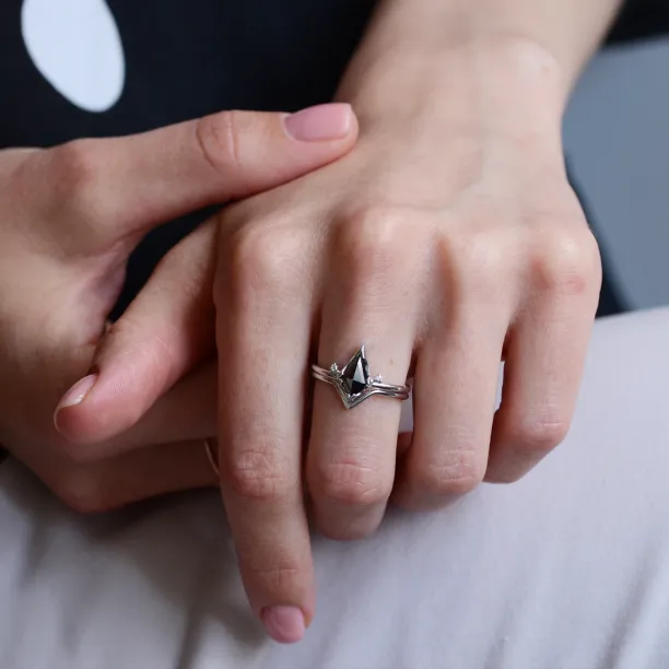 Set gold rings with salt and pepper diamond SALLY Image