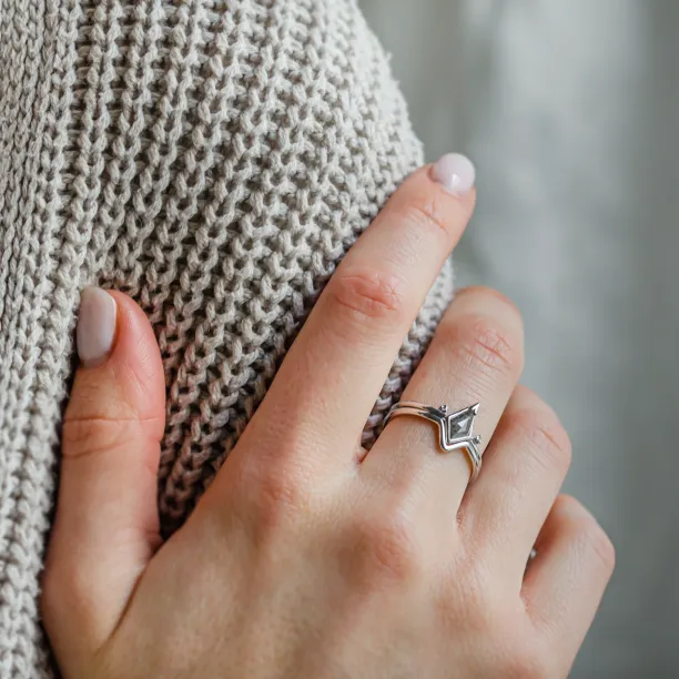 Set gold rings with salt and pepper diamond SALLY Image