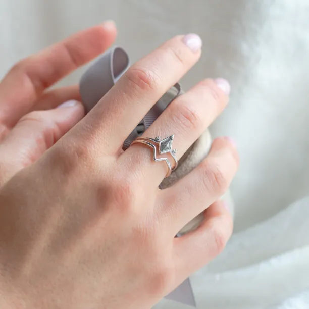 Set gold rings with salt and pepper diamond SALLY Image