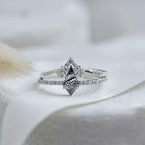 Set of gold rings with salt and pepper diamond ZEQUIN Thumbnail