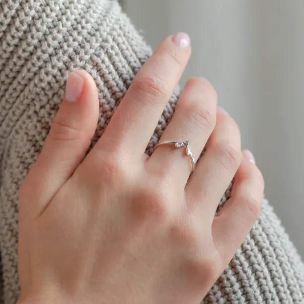 Engagement set of tree rings with salt and pepper diamonds ZERIX Image