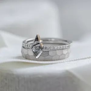 Gold wedding set with salt and pepper diamond ZERBY Thumbnail