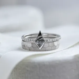Gold wedding set with salt and pepper diamond ZERBY Thumbnail