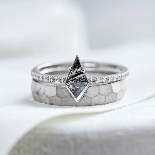 Gold wedding set with salt and pepper diamond ZERBY Image