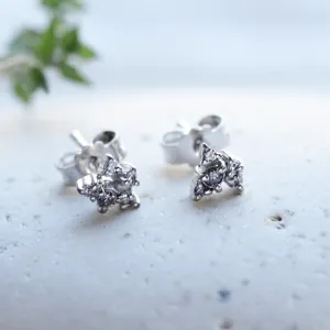 Gold cluster earrings with salt'n'pepper diamonds CRUX Thumbnail