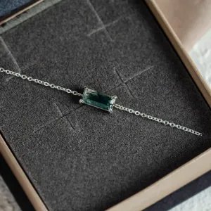 Gold bracelet with baguette moss agate SINDAR Thumbnail
