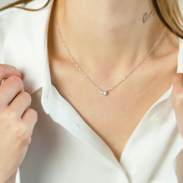 Gold necklace with oval moissanite ARIA Image