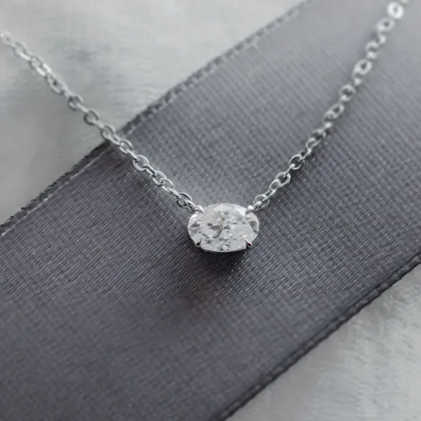 Gold necklace with oval moissanite ARIA Image