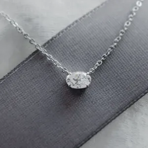 Gold necklace with oval moissanite ARIA Thumbnail