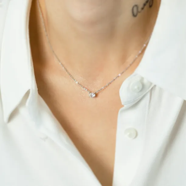 Gold necklace with oval moissanite ARIA Image