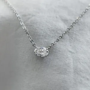 Gold necklace with oval moissanite ARIA Thumbnail