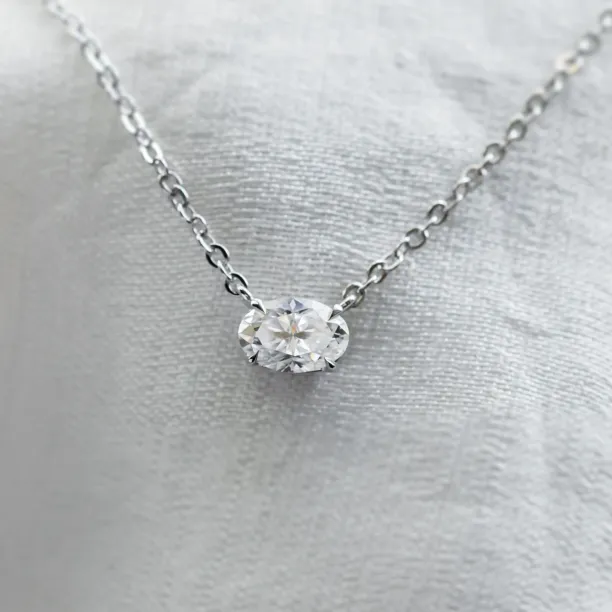 Gold necklace with oval moissanite ARIA Image