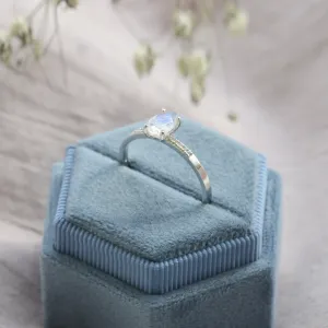 Gold ring with moonstone and diamonds ROXANE Thumbnail