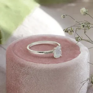 Gold ring with moonstone and diamonds ROXANE Thumbnail