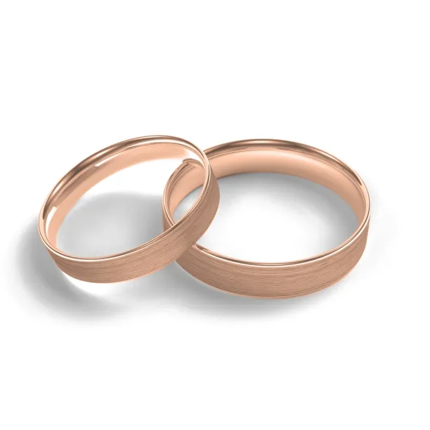 Flat matt wedding rings made of red gold Image