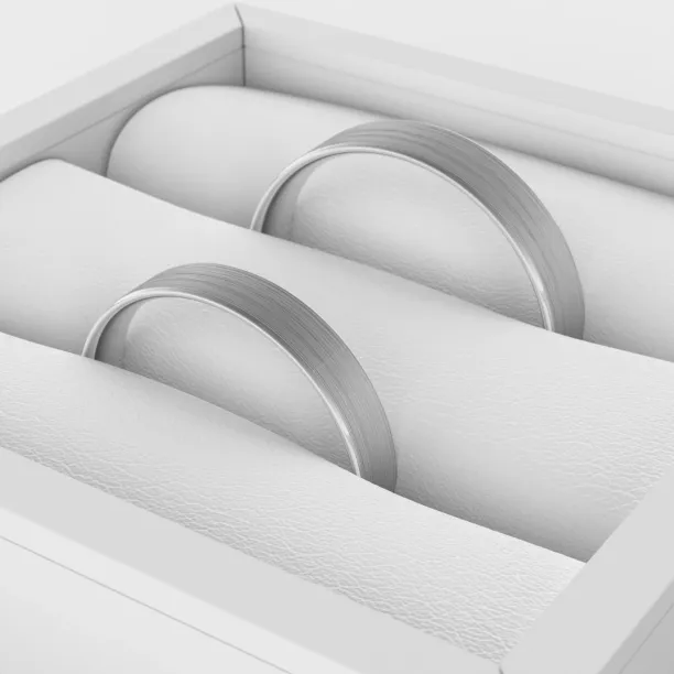 Flat matt wedding rings made of white gold Image